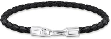 THOMAS SABO 3 Lederarmband schmal in Schwarz Silber 925 Sterlingsilber, Geschwärzt, Leder A2147-682-11