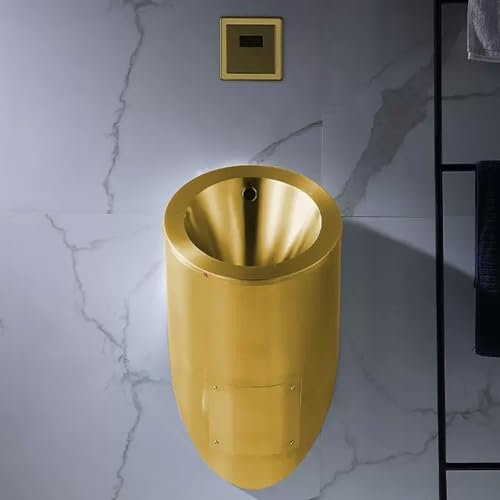 XAoSCd Urinal Aus Edelstahl 304, Ovales Wandhängendes Urinal, Kreatives Spülurinal Mit Intelligentem Sensor, Badezimmerurinal Für Gewerbliche Wohnzwecke, Für Hotels/Bars/Flughäf,Gold
