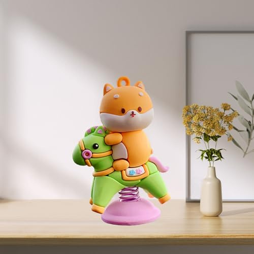 ACOGEDO Shiba Inu Federschüttelkopfpuppe, Auto-Armaturenbrett-Dekoration, Desktop-Spielzeug Zum Stressabbau mit 360°-Schaukelbewegung – Premium-ABS und Stahlfeder (Schaukelpferd Shiba Inu)