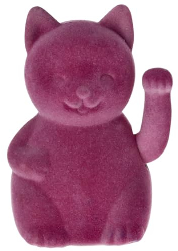 MIJOMA Winkefigur Dekofigur mit Flock-Beschichtung – Farbige Wackelhand-Figur mit Bewegung – Dekoratives Wohnaccessoire für modernes Interior Design (Lila, Winkekatze - 17cm)