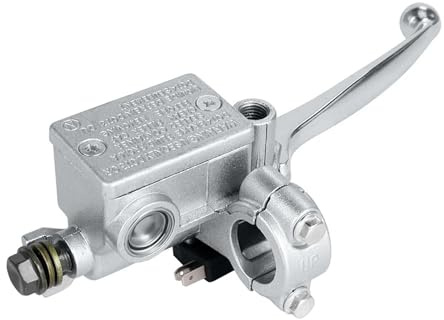GKLZIUKI Pompa freno anteriore per moto, cilindro principale idraulico, leva freno destra per moto da cross, pit bike, ATV, quad, ciclomotore, scooter(Silver)