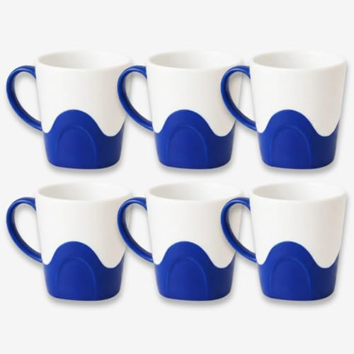 QUANTA Plastic Mug with Handle – Lightweight, Unbreakable, Reusable Camping Mugs for Elderly, Adults, Kids – Hot, Cold Drink Cups for Coffee, Tea, Water, Milk – Office, Travel, Caravan (9, Blue)