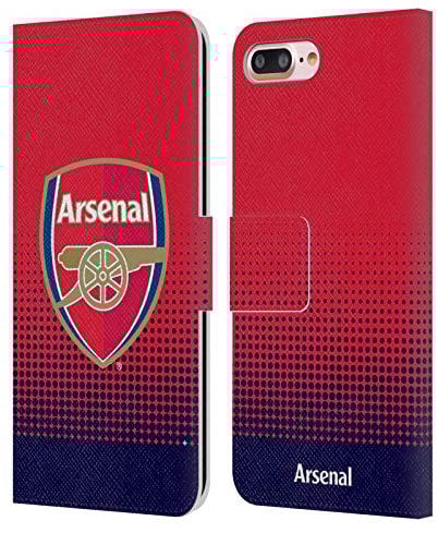 Head Case Designs Officially Licensed Arsenal FC Fade Crest 2 Leather Wallet Case Compatible With Apple iPhone 7 Plus/iPhone 8 Plus