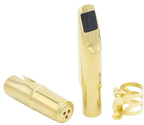 Sax Mouthpiece, Jazz Alto Saxophone Metal 8C Mouthpiece with Cap Patches Pads Cushions
