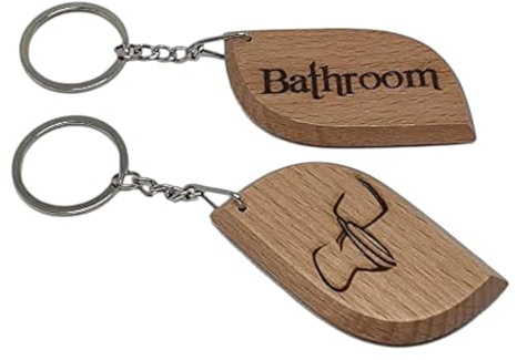 Bathroom Key Fob Engraved Wooden Keyring Keychain Made to Last
