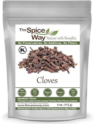 The Spice Way Cloves - whole (4 oz)| clove spice, for many savory dishes and even tea - Whole Cloves Resealable Bag