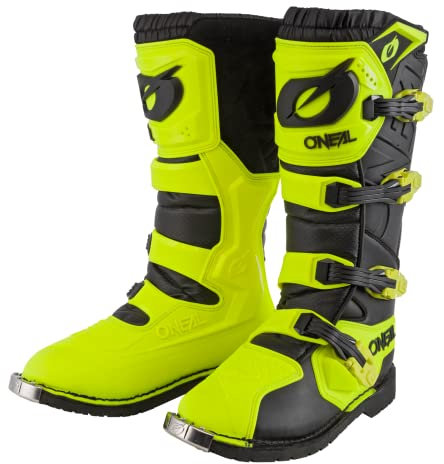 O'NEAL | Stivali Motocross | Enduro Moto | Comfort Air-Mesh interno, quattro fibbie, alta qualità sintetica materiale | Stivali Rider Pro | Adulto | Nero Neon Giallo | Taglia 40