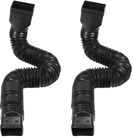 Cuifati 2 X Flexible Fallrohr-Verlängerung, Regenrinnen-Fallrohr-Verlängerung, Verhindert Überschwemmungen, Dicker, Langlebiger Abflussanschluss, Ausziehbarer Schlauch-Wassertransfer (Schwarz)