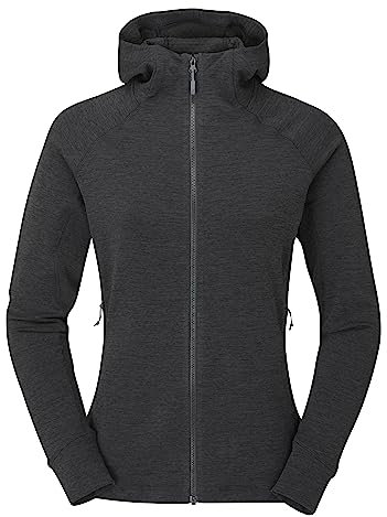 Rab Women's Nexus Hoody - Full-Zip Lightweight Fleece Jacket for Hiking, Trekking, & Climbing - Black - Medium