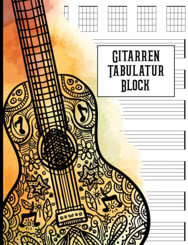 Gitarren Tabulatur Block: 100 Seiten mit 7 Tabulaturen und 6 Akkorddiagrammen pro Seite | Ideal für Studenten, Amateure und Profis | Format A4