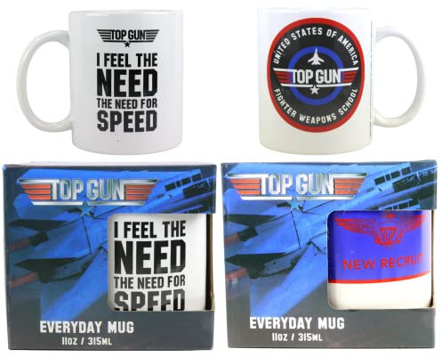 Toptoys2u Bargain Bundles Top Gun Maverick - Great Value Gift Quality Ceramic Mug Twin Pack - 315ml Need for Speed & New Recruit