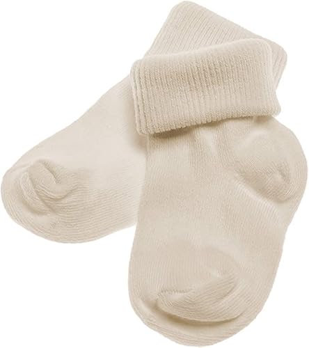 PETTI Artigiani Italiani - Calzino Neonato Estivo, 6 Paia di Calzini Neonato in Cotone Filo di Scozia 100% Made in Italy, Calzini Neonato 0-1 Mesi Panna