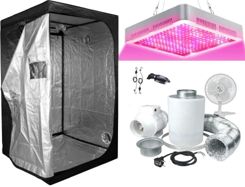 SUPACROP Grow-Box Komplettset LED 200W Growzelt Vollspektrum Indoor Kit 60 x 60 x 140 cm / 80 x 80 x 160 cm mit Aktivkohlefilter Abluft und Ventilator