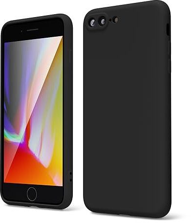 oakxco für iPhone 8 Plus/ 7 Plus Hülle Silikon Case mit Kameraschutz, Ultra Dünn Bunt Handyhülle Mädchen, Einfarbig Handy Hülle Slim Schutzhülle, Matt TPU Weich Gummi Glatt Silikonhülle, Schwarz