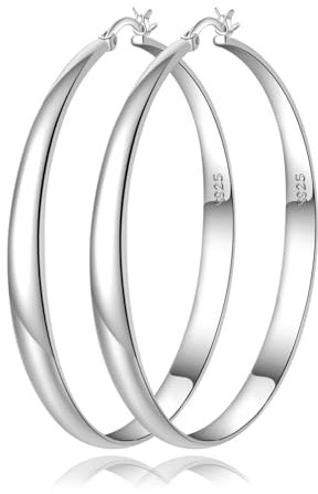 NEVEGE Creolen Silber 925 Hypoallergen Silber Creolen Damen 925 Leichte Groß Ohrringe Silber 925 Creolen 30/40/50/60/65/70MM