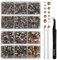 BEADSLAND Strass Hotfix,6080PCS Strass Thermocollant pour Vetement Mixte 6 Tailles avec Crayon de Cire et Kit Pince à Épiler,SS6-SS30,Champagne doré