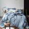 Sedefen Feuille de Lotus Housse de Couette 220x240cm + 2 taies d'oreiller 65x65cm Ado Fille Adulte Bleu Volants Romantique Parure de Lit 2 Personnes Avez Fermeture Éclair