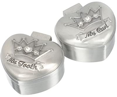 SHOWERORO Caja de 2 cajas de pelo para primer rizo, primer diente, primer corte de pelo, corona de recuerdo, portátil, secadora de ropa, bautizo, para dental, aleación de zinc, diamante