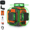 TakamineTech livella laser autolivellante 360x3, 3d livello laser verde 12 linee,adatto per costruzioni e per appendere quadri,Batteria al litio da 5200mAh,telecomando e supporto rotante magnetica
