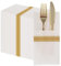 50 Stück Servietten mit Leinenoptik und Bestecktasche, PHUNAT Hochzeits- und Party-Servietten in Weiß und Gold, vorgefaltete Servietten, 40x40 cm