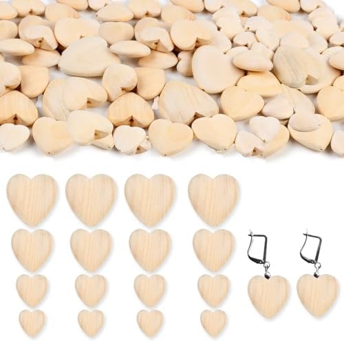 Holzperlen in Herzform, 40 Stück Große Perlen zum Auffädeln (20/22/30/40 mm),Natur Holzperlen für DIY-Armbänder Ketten Ohrringe Schmuck und Handwerk
