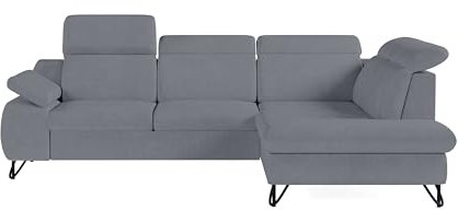 Robin Inspire Ecksofa L Form Sofa Mit Schlaffunktion Eckcouch Multifunktional Mit Bettkasten Schlafcouch Schlafsofa Freistehend Chenille Stoff Grau Iverto 263 x 206 x 95 cm Rechts