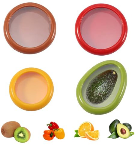 BDHYYM 4 Stück silikon frischhaltebehälter, avocado aufbewahrung, Luftdicht für Obst und Gemüse obst aufbewahrung kühlschrank
