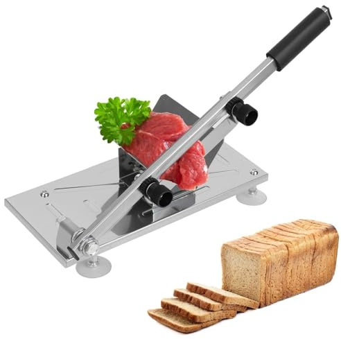 Meat Slicer 32x15cm Manual Meat Home Slicer Cold Meat Cutting Machine Manual Bone Stainless Steel Home Commercial Food Slicer Machine for Fish Chicken Beef Frozen Meat Vegetables Deli BBQ Cooking