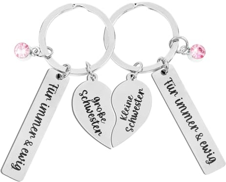 MEJOSER 2 Stück Schwester Geschenk Schlüsselanhänger Schwestern Beste Schwester Beste Freundin Geschenke zum Geburtstag Schwesterherz Geburtstagsgeschenk Weihnachtsgeschenke Weihnachten