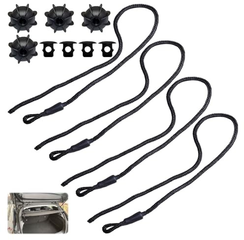 4PCS Universal Car Parcel Shelf Cords,Heavy-Duty Nylon Parcel Shelf String with Clips,Rear Parcel Shelf Strings,for VW Golf/Audi/Skoda/Hatchbacks (Black)