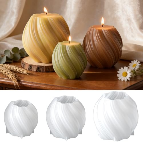 Silikonformen Gießformen Kerzen,3 Stück Silikon-Kerzenformen,Gießformen Silikon,Kerzenformen Zum Gießen Set,für DIY Bienenwachs,Aromatherapie,Kerzenherstellung,Handgefertigte