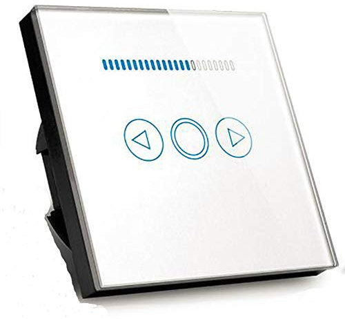 Interruttore dimmer a LED, 500 Watt, in temperato, funzione touch, secondo standard UE, Bianco
