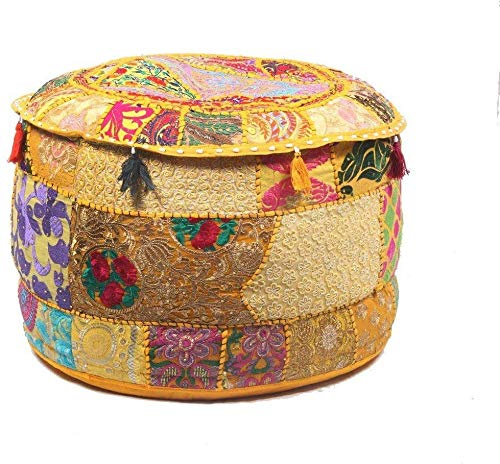 indischen Schlafzimmer Decor Sitzsack Hand Bestickt ethnischen handgefertigt Pouf osmanischen Baumwolle Boden Kissen 55,9 cm H x 35,6 cm