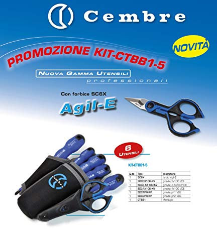 Cembre Kit Marsupio Assortito Leggero CTBB1-5 Contenente Forbici Agil-E SC6X e 5 Giraviti