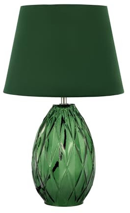 Pauleen 48156 Crystal Velvet Tischleuchte Stoffschirm Samt Tischlampe aus Glas Grün max20W E14 Grün 230V Glas/Stoff