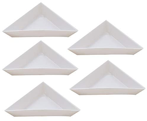 5pcs Plastic Triangle Rhinestone Nail Art Storage Box Plate Tray Holder Container Glitter Cup