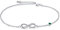 AOBOCO Infinity Fußkettchen Sterling Silber 925 Damen Verstellbare Unendlichkeit Fusskettchen mit Kristallen 27 cm (Simulierter Smaragd)