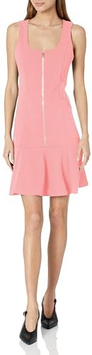 Tommy Hilfiger Robe en crêpe avec fermeture éclair et col carré pour femme, Rose anglaise, 38