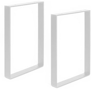 REI - Lot de 2 Pieds de Table Basse de Style Industriel - Acier - 250 x 40 x 350 mm - Finition Poreuse Blanche - Supporte jusqu'à 250 kg - Pas de vis incluses