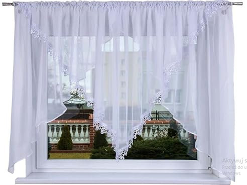 Generisch Fertige Gardine Kalifornia 400x135 Weiss Voile M-Bogen Fensterdekoration Vorhänge Gipüre