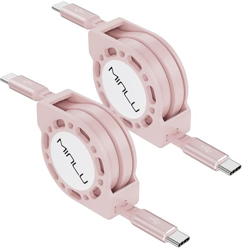 Minlu 100W Retractable Charger Cable, USB C to USB C Cable [2Pack 1.2M] PD3.0 USB C Charger Cable, Type C Fast Charging Cable for iP16/15 MacBook Pro iPad Air Samsung S23 S22 S21 Switch PS5