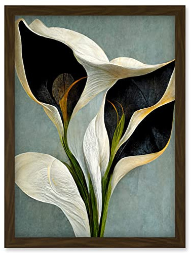 Doppelganger33 LTD White Calla Lily Flower Pistil Bouquet Elegant Artwork Framed Wall Art Print A4