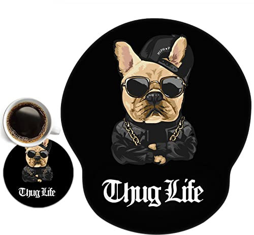 newplenty Mauspad,Mousepad Mit Handauflage, Mauspad Mit Gelkissen,Ergonomisches Mousepads Mit Untersetzer für Computer, Laptop (Cooler Hund)