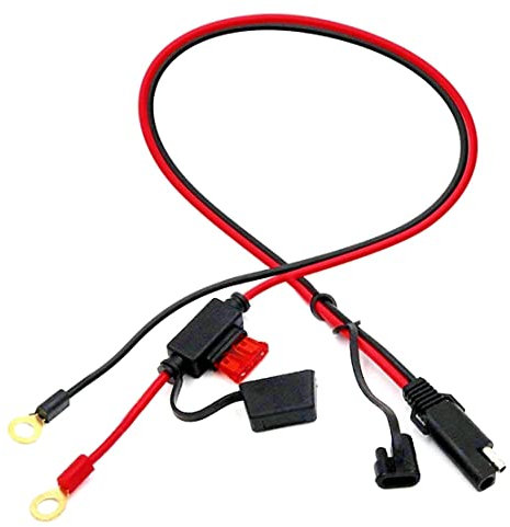 JZK 1pc 2FT SAE auf O-Ring-Anschlusskabelbaum mit 10A-Sicherung, 2-poliger Schnelltrennstecker, 18AWG-Schnelltrenn-SAE-Kabel, 2FT-Ringanschlusskabel