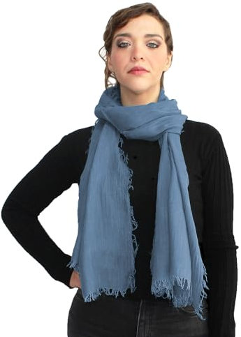 creazioni unique Bambus Schal Damen MADE IN ITALY - Frühling/Sommer Accessoire - Bamboo Scarf Women - Schals & Tücher für Damen (Denim)