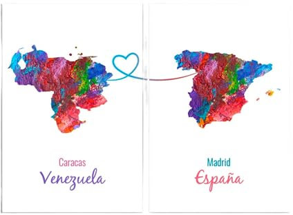 TECUADRA: Tu Ciudad Favorita en Lienzo | Pack 2 con Bastidor de Madera | Personaliza y decora tu hogar con arte único| Cuadros decorativos(45X68)