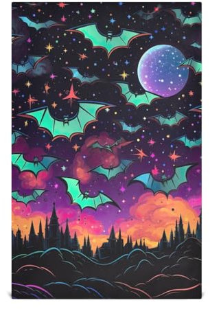 RPLIFE a of Colorful Fledermäuse and Stars in the Dark Geschirrtücher und Geschirrtücher, 71,1 x 45,7 cm, Küchenhandtücher, saugfähiges Kochtuch