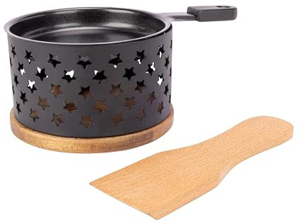 Cosy & Trendy Appareil à Raclette rond en Acier inoxydable+ 1 spatule, 1 personne, Noir