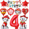 Hund Geburtstag Deko 4 jahre, 10pcs Dog Luftballon 4 Deko Kindergeburtstag Rot, Ballonheld Folienballon, Happy Birthday Banner für Hundl Party, Helium Ballon Set für Jungen Mädchen