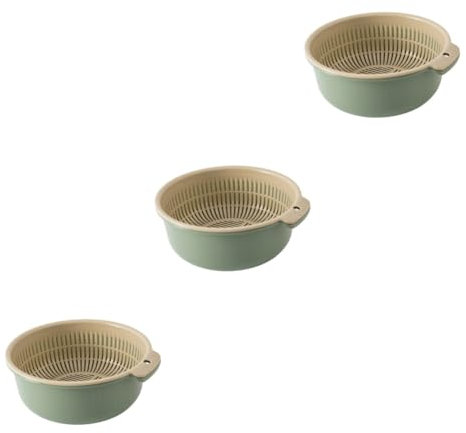 Cabilock Cesto Plastico 3 Piezas Filtro Limpieza Frutas y Verduras Escurridor Colador Frutas Colador Alimentos Colador Fregadero Filtrar Cesta Drenaje Cesta Doble Capa Múltiples Fines